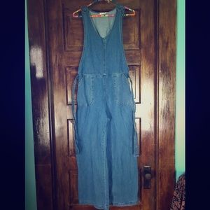 Native brand denim jumpsuit with tie waist